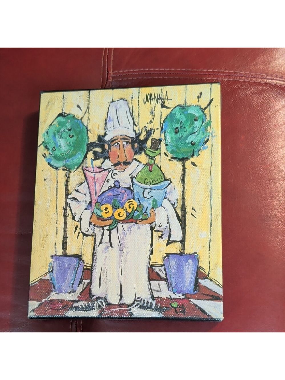 Vintage wrapped Canvas Painting by Joanna "Chef" New Nwt